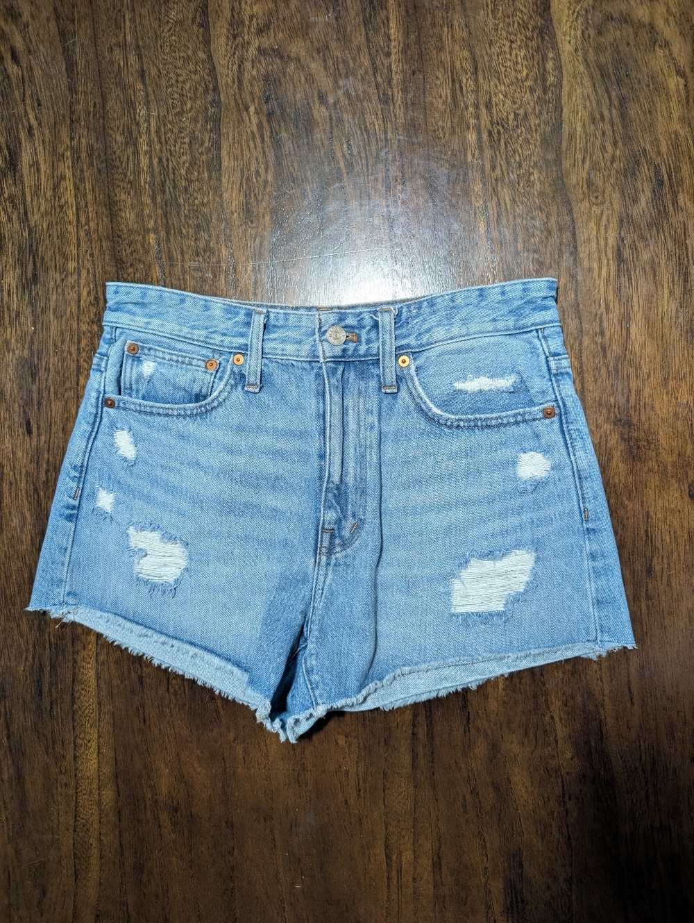 Madewell Relaxed Denim Shorts Light Blue Distressed High-Rise Jean Shorts